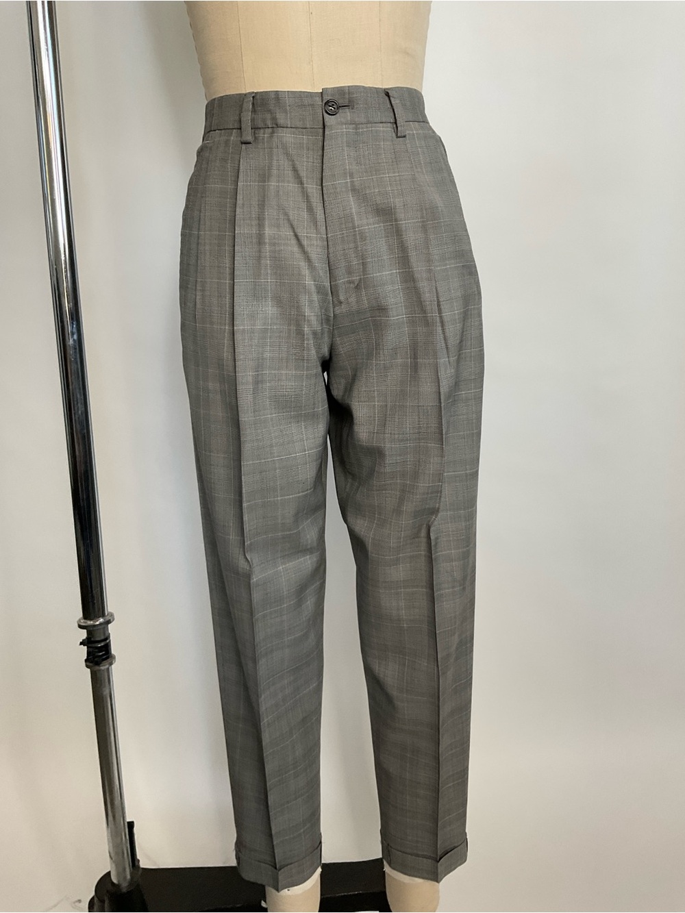 R13 Gray Plaid Mens Dress Trousers